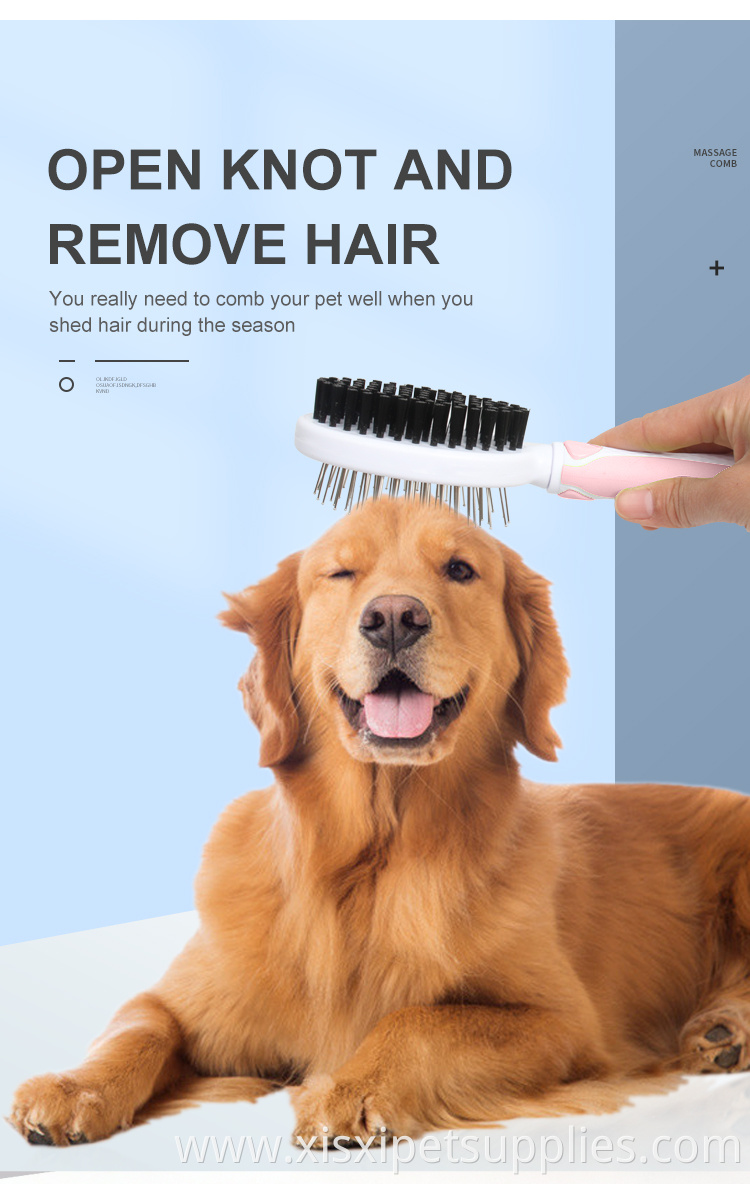 Factory Wholesale 2 In 1 Double Sided Cat Massage Comb Pet Dog Needle Grooming Comb